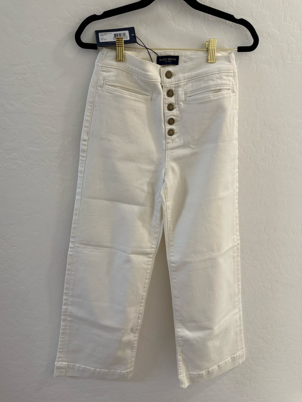 Ramy Brook NWT Wide Leg White Angela Jeans with Button Fly $265 Sz 26